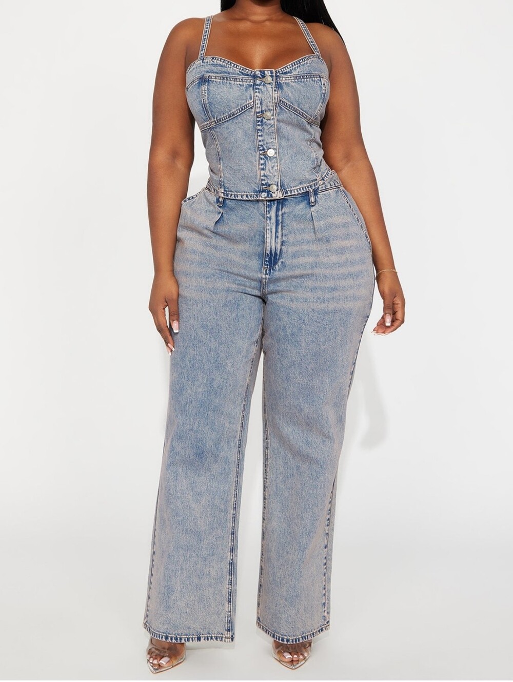 Cassie Denim Pant Set - Vintage Wash 1X